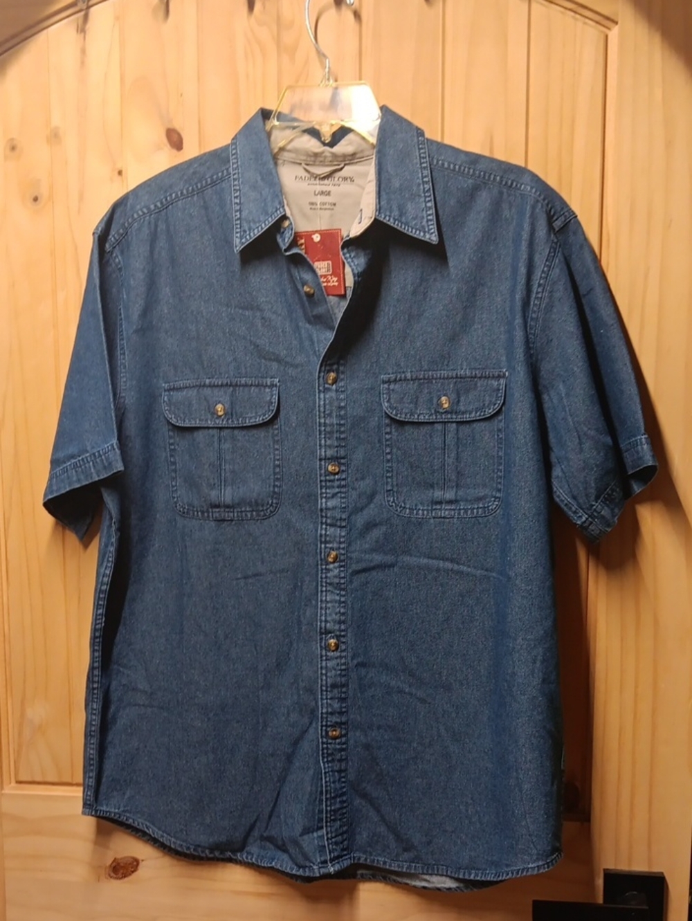 Faded Glory Men's Short-Sleeve Denim Button-Down Shirt NWT